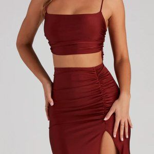 Red Cutout Satin Dress